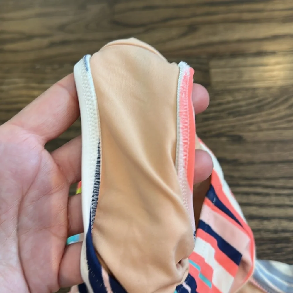 Crewcuts ruffle one piece in pink stripe